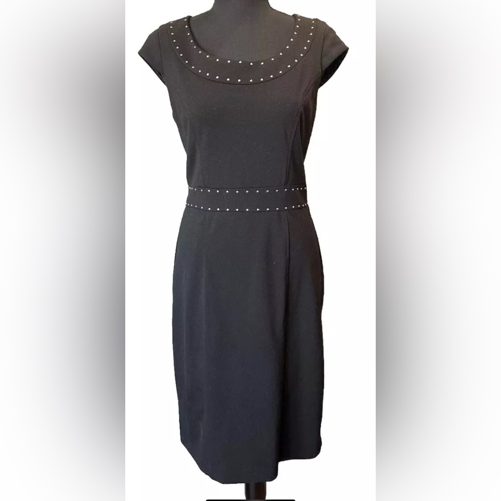 White House Black Market Dress  Womens Size 4 Cap Sleeve Classic Studded Goth